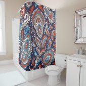 Indische florale paisley medallion. Ethnic Ma Douchegordijn (In situ)