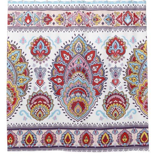 Indische florale paisley medallion. Ethnic Ma Douchegordijn (Voorkant)