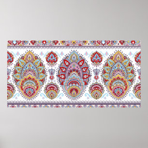 Indische florale paisley medallion. Ethnic Ma Poster