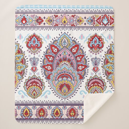 Indische florale paisley medallion. Ethnic Ma Sherpa Deken (Voorkant)