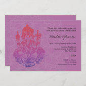 Indische Ganesh Paarse Lila uitnodiging tot geboor (Voorkant / Achterkant)