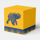 Indische Gedekte olifanten op Royal Blue Wedding Bedankdoosjes (Achterkant)