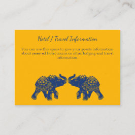 Indische Gedekte olifanten op Royal Blue Wedding Informatiekaartje