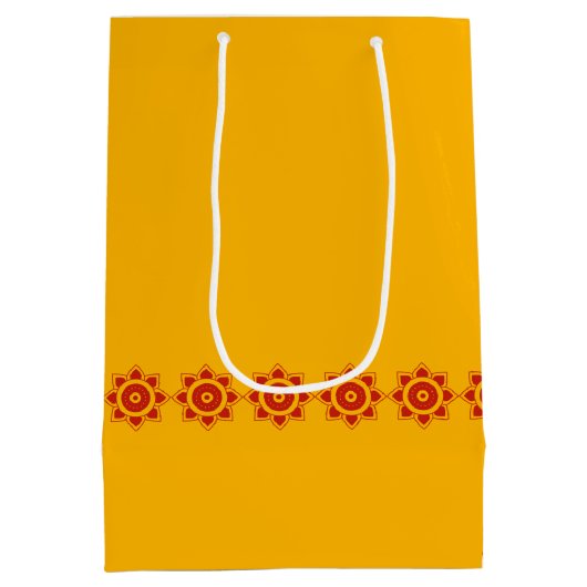 Indische Gedekte olifanten op Royal Blue Wedding Medium Cadeauzakje (Achterkant)