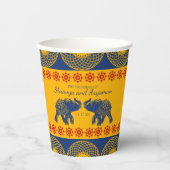Indische Gedekte olifanten op Royal Blue Wedding Papieren Bekers (Voorkant)