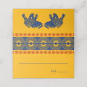 Indische Gedekte olifanten op Royal Blue Wedding Plaatskaartje (Buitenkant ongevouwen)