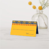 Indische Gedekte olifanten op Royal Blue Wedding Plaatskaartje (Voorkant)