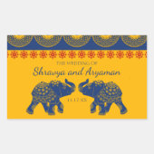 Indische Gedekte olifanten op Royal Blue Wedding Rechthoekige Sticker (Voorkant)
