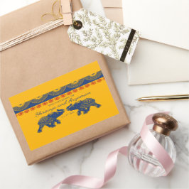 Indische Gedekte olifanten op Royal Blue Wedding Rechthoekige Sticker