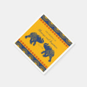 Indische Gedekte olifanten op Royal Blue Wedding Servet (Hoek)