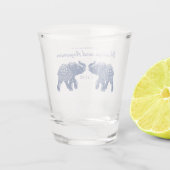 Indische Gedekte olifanten op Royal Blue Wedding Shot Glas (Achterkant)
