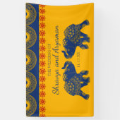 Indische Gedekte olifanten op Royal Blue Wedding Spandoek (Verticaal)