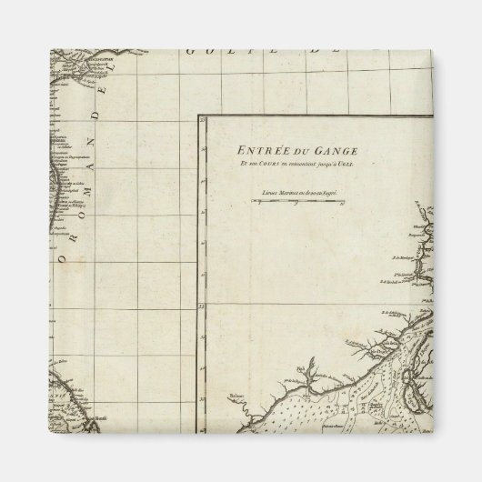 Indische gegraveerde kaart magneet (Voorkant)