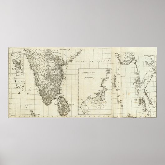 Indische gegraveerde kaart poster (Voorkant)