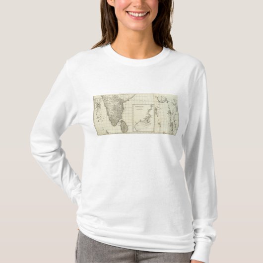 Indische gegraveerde kaart t-shirt (Voorkant)