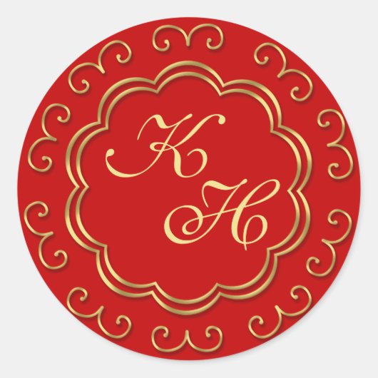 Indische geïnspireerde Monogram Stickers in Rood & (Voorkant)