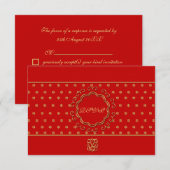 Indische geïnspireerde RSVP-weddenschap in rood en RSVP Kaartje (Voorkant / Achterkant)