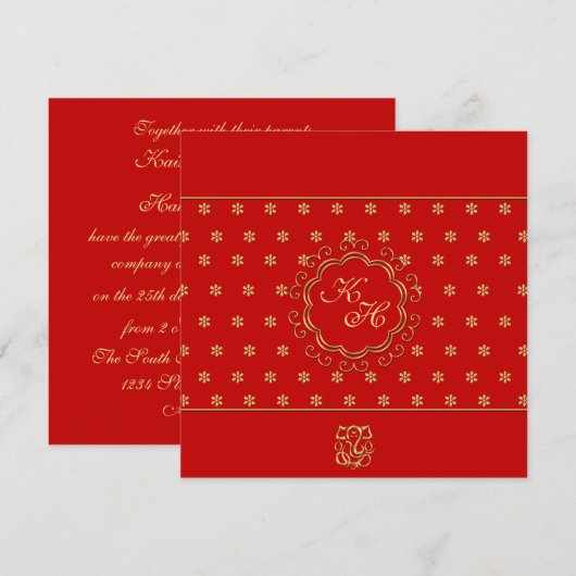 Indische Geïnspireerde uitnodiging tot huwelijk in (Voorkant / Achterkant)