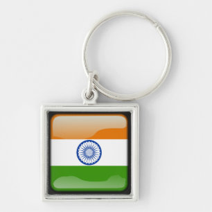 Indische gepolijst vlag sleutelhanger