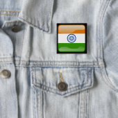 Indische gepolijst vlag vierkante button 5,1 cm (In situ)