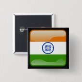Indische gepolijst vlag vierkante button 5,1 cm (Voorkant /achterkant)