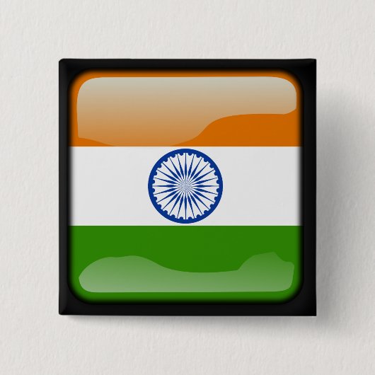 Indische gepolijst vlag vierkante button 5,1 cm (Voorkant)