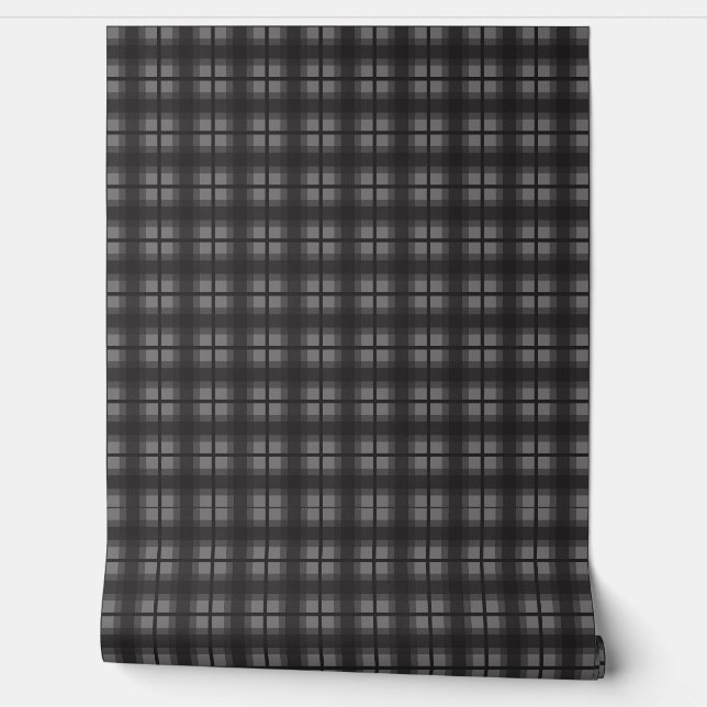 Indische Gingham - Aantrekkelijk Zwart Behang (Afrollen)