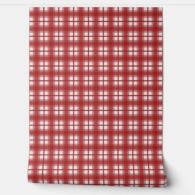Indische Gingham - Mexicaans Rood Behang (Afrollen)