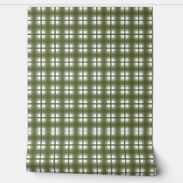 Indische Gingham - Olijfgroene Camouflage Behang