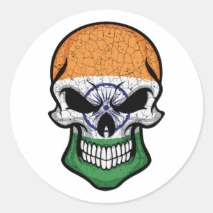 Indische glimlach op de schedelvlag ronde sticker