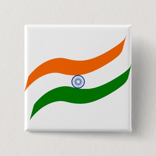 Indische golvende vlag vierkante button 5,1 cm (Voorkant)