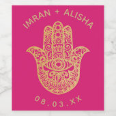 Indische gouden hamsa Henna Wijnlabel Wijn Etiket (Enkel label)