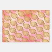 Indische gouden paisley, wit, maroon en roze inpakpapier vel (Voorkant)