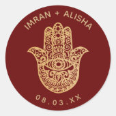 Indische goudhamsa Henna Enveloppe Seal Ronde Sticker (Voorkant)