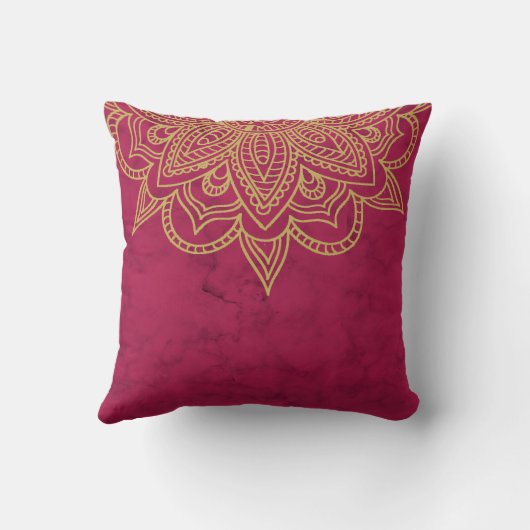 Indische goudkleurendrik Bourgogne Kussen (Achterkant)