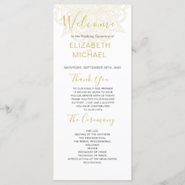 Indische goudkleurige gouden bruiloft programmakaart