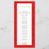 Indische goudkleurige gouden bruiloft programmakaart (Achterkant)