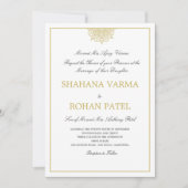 Indische goudkleurige rode goudkleurige bruiloft kaart (Voorkant)