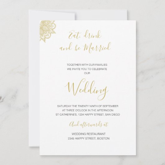 Indische goudkleurige roodbruine traditie kaart (Achterkant)