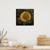 Indische goudmakerij $5 Half-Eagle olie op gesso Poster (Keuken)