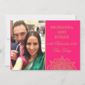 Indische goudroze foto's die de datum opslaan aankondiging (Voorkant)