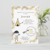 Indische grafische Waterverf boys Birthday Uitnodi Save The Date (Staand voorkant)