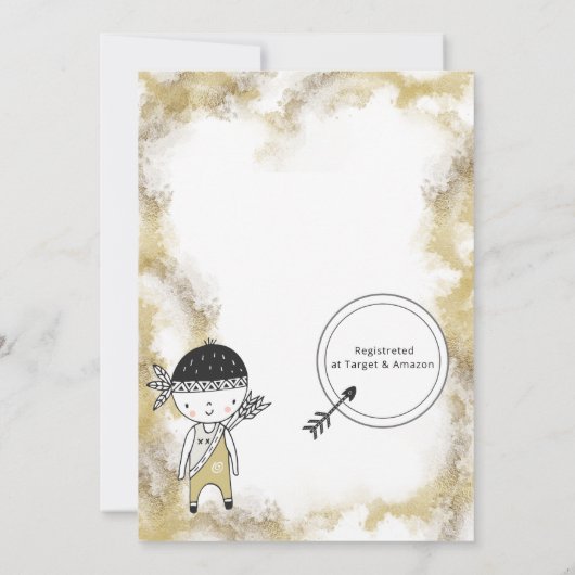 Indische grafische Waterverf boys Birthday Uitnodi Save The Date (Achterkant)