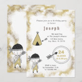 Indische grafische Waterverf boys Birthday Uitnodi Save The Date (Voorkant / Achterkant)