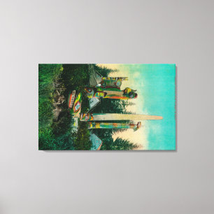 Indische Graven en Totems in de deelstaat Alaska Canvas Afdruk