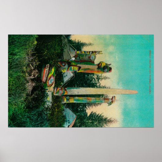 Indische Graven en Totems in de deelstaat Alaska Poster (Voorkant)