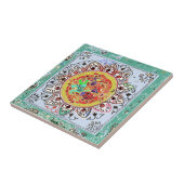 Indische Groene Gele Floral Tile Tegeltje (Zijkant)