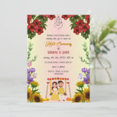 Indische Haldi ceremonie Hindoe Paar Bloemen Kaart (Staand voorkant)