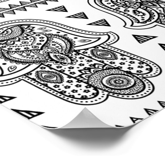 Indische hand Drawn Hamsa Doodle 2 Poster (Hoek)