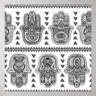 Indische hand Drawn Hamsa Doodle 2 Poster
